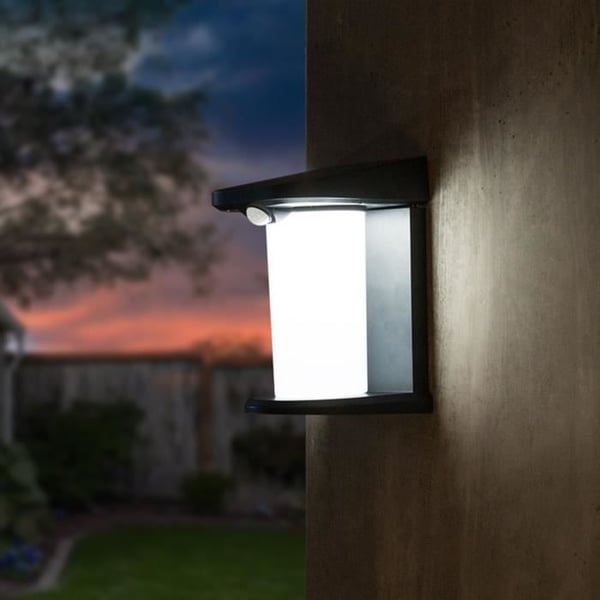 Set med 2 solcellsspotlights - LUMISKY - LUSTY - H18 cm - Vägglampa med rörelsedetektor - vit LED