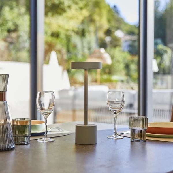 Trådlös bordslampa - LUMISKY - ROBY GRAY - H30 cm - Touch i aluminium - Ljusgrå - LED