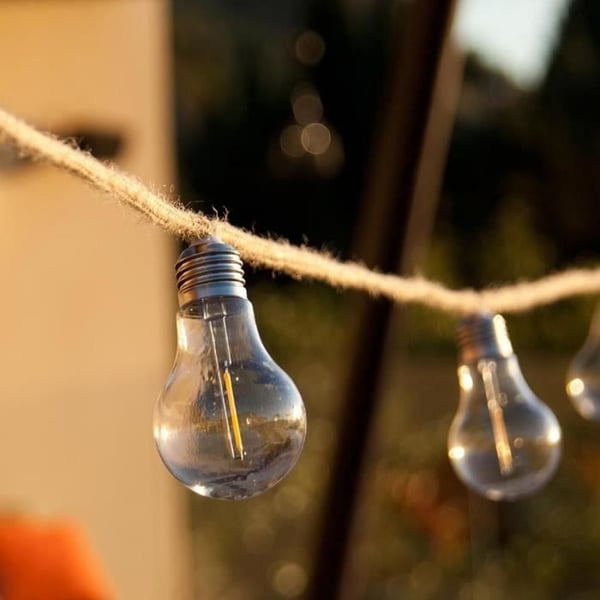 Udendørs lysgirlande - LUMISKY - FANTASY CORD - 7,70 m - 10 transparente glødelamper - varm hvid LED
