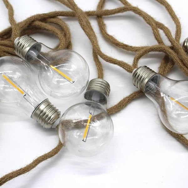 Udendørs lysgirlande - LUMISKY - FANTASY CORD - 7,70 m - 10 transparente glødelamper - varm hvid LED