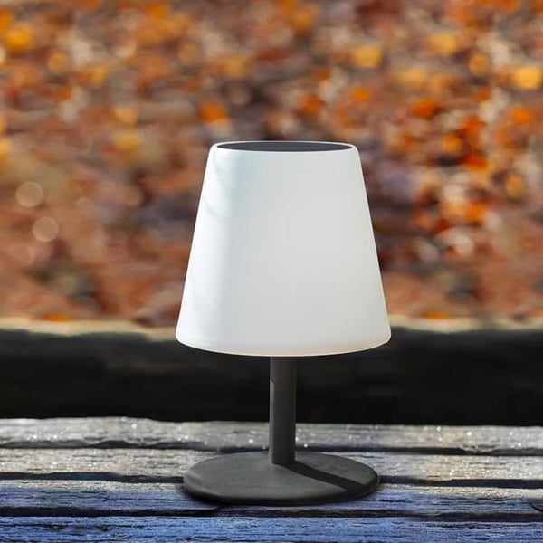 Solcellsdriven och uppladdningsbar bordslampa - LUMISKY - STANDY TINY SOLAR - H25 cm - Dimbar varmvit och vit LED
