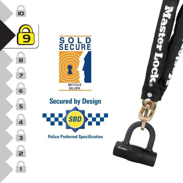 Master Lock -ketju Mini U-lukolla, terästä, 90 cm x 10 mm, 8234EURDPRO
