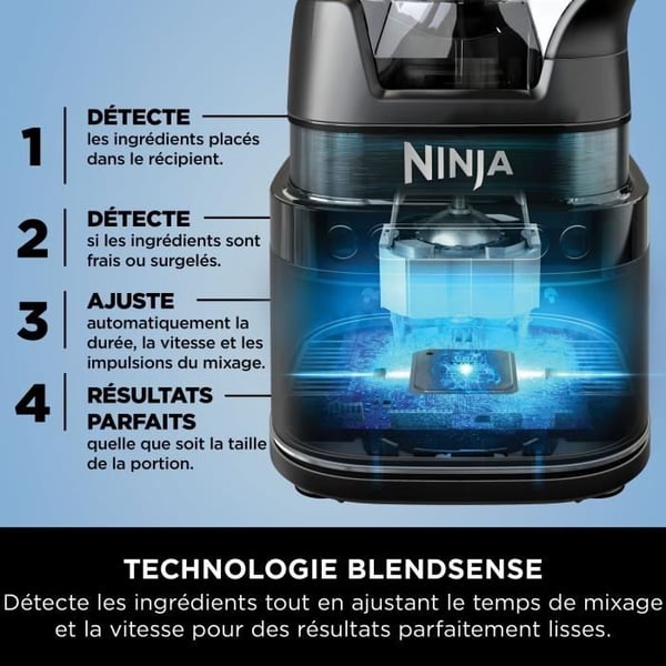 NINJA Detect Power TB201EU Ammattilaistehosekoitin - 2 litran kannu - 1200W - musta ja hopea - 15 tehotilaa - TB201EU