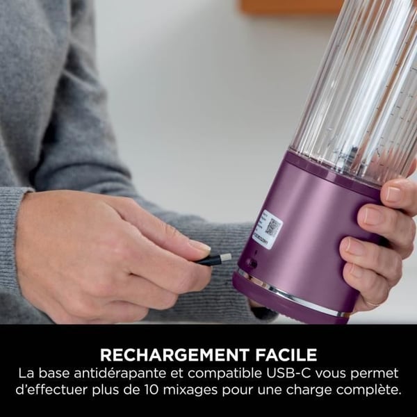 Ninja Blast bærbar blender - BC151EUPR - 530 ml skål - 2 timers batterilevetid - ledningsfri - BPA-fri - lilla