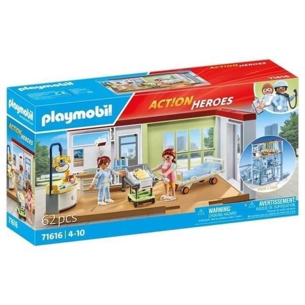 PLAYMOBIL 71616 Fødestue. Byliv. Hospital. Kompatibel med moderne hospital (71615). 62 dele. Fra 4 år.