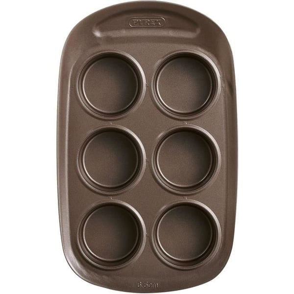 Muffinsplåt - PYREX - 1452001 - Rund - Kolstål - Non-stick - 6 håligheter