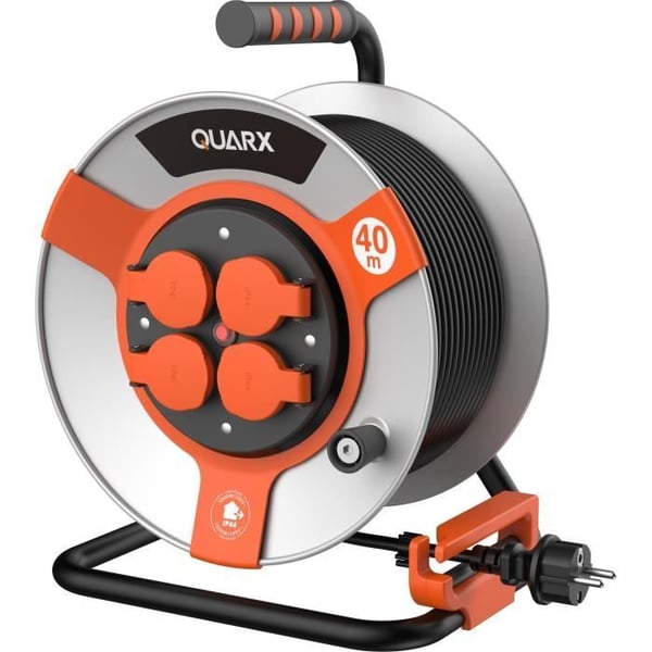 Slangeopruller - QUARX - Byggeplads - 40m. H05VV-F 3G1.5mm². metaltromle