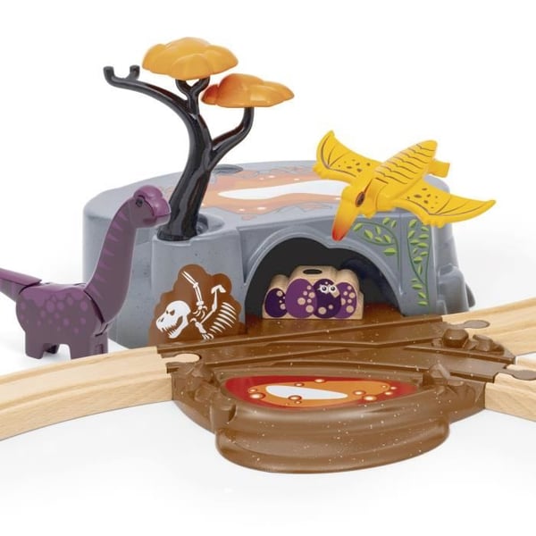 BRIO Dinosaurusseikkailusetti 21 osaa - Paristoton leikkitoiminta - Dinosaurukset mukana - Puinen junasetti - Brio World