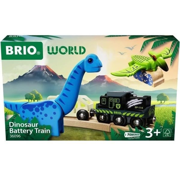 Brio Paristokäyttöinen Dinosaurusjuna - Sähköjuna - Dinosaurus mukana - Puinen junasetti - Ikä 3+ - Brio World - 36096