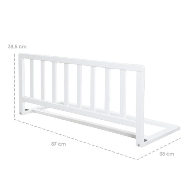 ROBA Puinen sängynlaita 90 cm - Turvallinen putoamissuoja vauvoille ja lapsille - 18 kuukaudesta 5 vuoteen - Helppo koota - Valkoinen