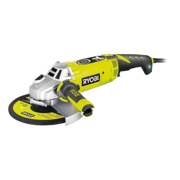 RYOBI - 2000 W 230 mm vinkelsliber - 6.600 o/min - 180° drejeligt håndtag + 230 mm metalskive og servicenøgle - EAG2000-G