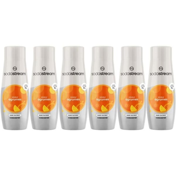 SODASTREAM Koncentrat - Förpackning med 6 sockerfria citruskoncentrat - Upp till 54 liter drycker - 440 ml