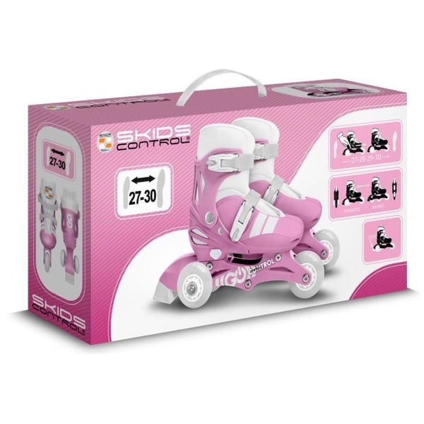 2-i-1 Inliner - STAMP - SKIDS CONTROL - 3 hjul - Størrelse 27-30 - Pink