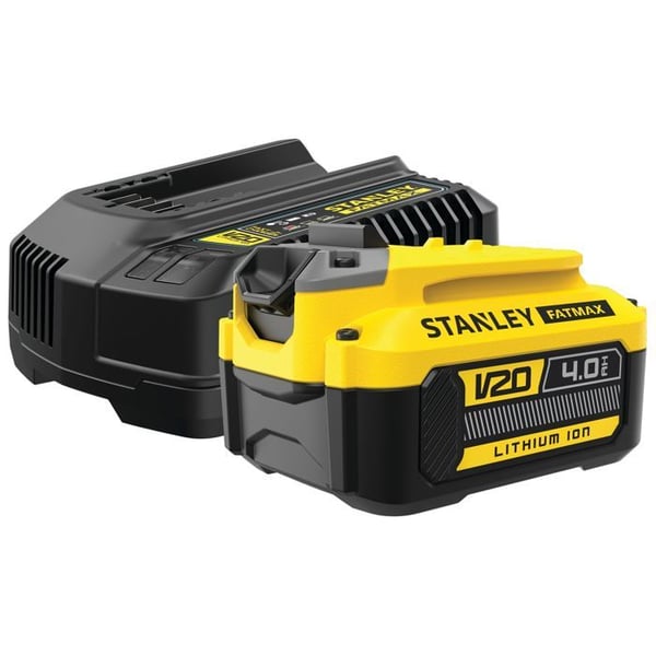 18V 4 Ah batteripakke + 2A oplader - Stanley Fatmax - Kompatibel med STANLEY FATMAX V20-serien - SFMCB14M1-QW