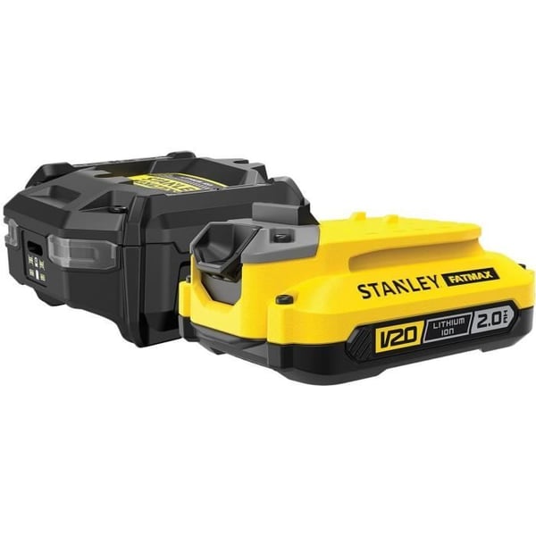Aloituspakkaus - STANLEY FATMAX V20 - SFMCB10D1-QW - 1,25 A laturi + 1 18 V 2 Ah akku