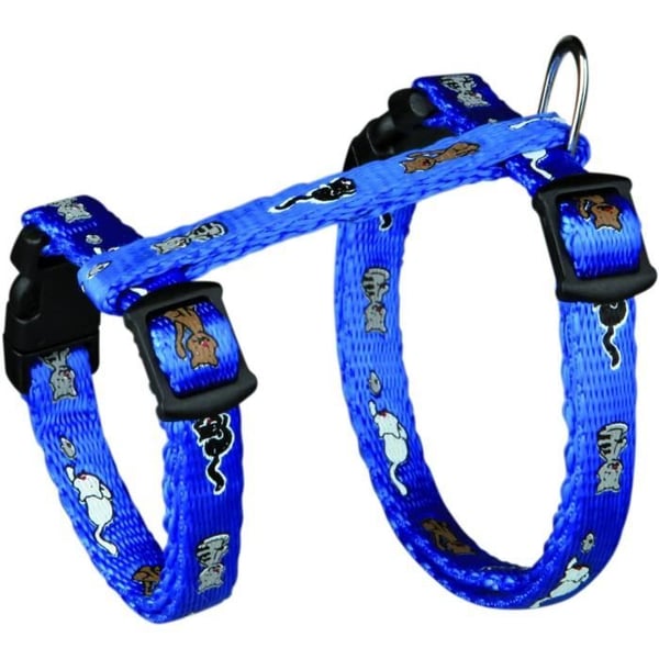 Sele med snor til juniorkillinger - TRIXIE - Kattemotiv - 21-33 cm / 8 mm - 1,20 m