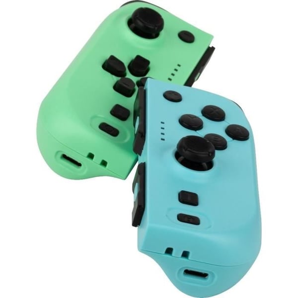 Joypads - Nintendo Switch och Switch OLED - KONIX - 8 timmars batteritid - Vibrationsfunktion - Grön och blå