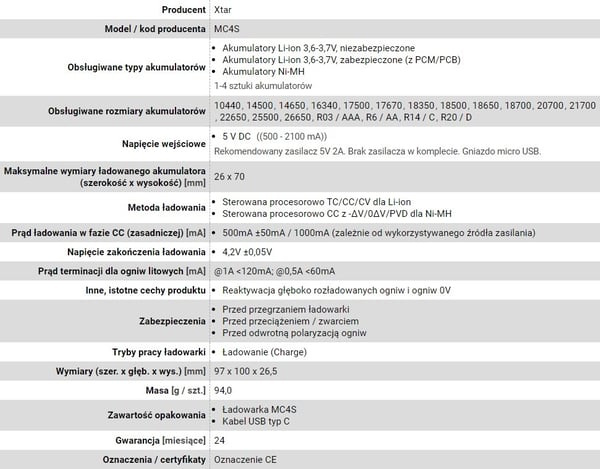 Akkulaturi sylinterimäisille litiumioniakuille18650 / NiMH Xtar MC4S