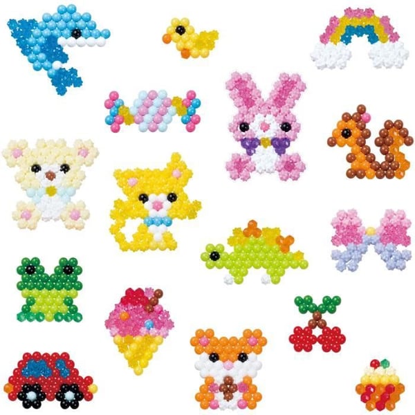 Aquabeads-aloituspakkaus 900 erimuotoista ja -väristä helmeä. Helmet, jotka tarttuvat veteen. 4-vuotiaasta alkaen.