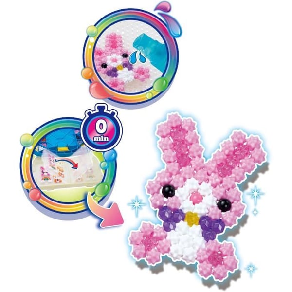 Aquabeads-aloituspakkaus 900 erimuotoista ja -väristä helmeä. Helmet, jotka tarttuvat veteen. 4-vuotiaasta alkaen.
