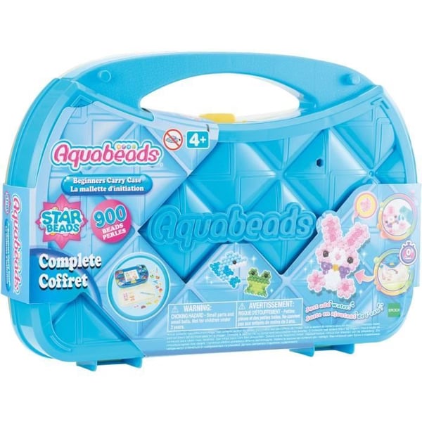 Aquabeads-aloituspakkaus 900 erimuotoista ja -väristä helmeä. Helmet, jotka tarttuvat veteen. 4-vuotiaasta alkaen.