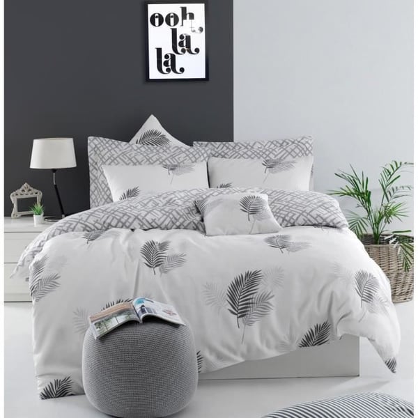 Sengesæt - 1 dynebetræk 220 x 240 cm + 2 pudebetræk 60 x 60 cm - 65% bomuld, 35% polyester - Grå