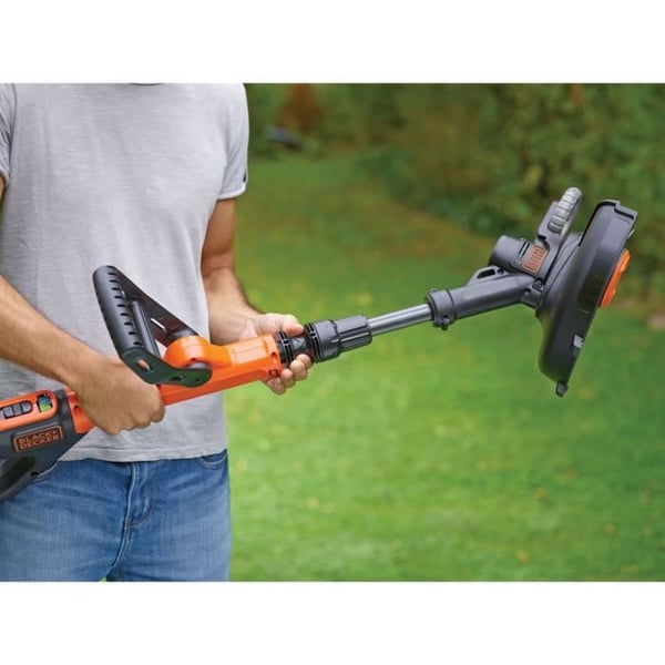 BLACK+DECKER Elektrisk Græstrimmer - STC1820EPC-QW - 18V - 28cm - Med 18V Batteri - 2 Hastigheder - 180° Drejeligt Hoved