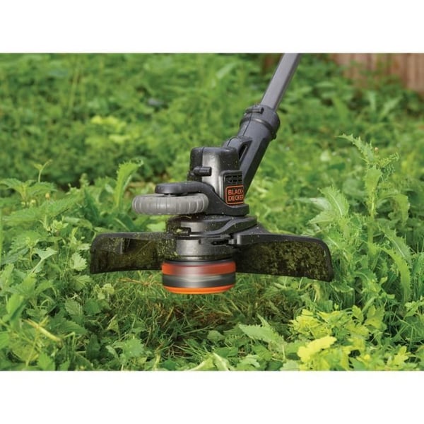 BLACK+DECKER Elektrisk Græstrimmer - STC1820EPC-QW - 18V - 28cm - Med 18V Batteri - 2 Hastigheder - 180° Drejeligt Hoved