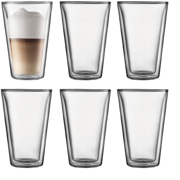 Sæt med 6 termoglas - BODUM - Feltflaske - Dobbeltvægget - 0,4 l - Transparent
