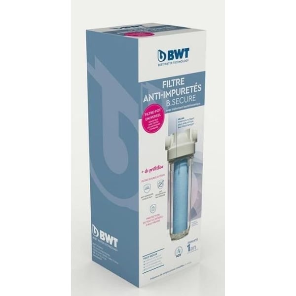 Filter - BWT - B.SECURE - anti-urenheder 25µm - antibakterielt - Beskytter sundhed, rør og husholdningsudstyr