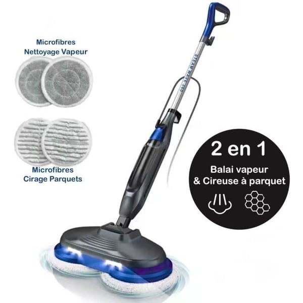 Höyrypesuri-moppi - EZICLEAN STEAM WAVE 360 - 1200 W - 24 g/min - 450 ml - musta/sininen
