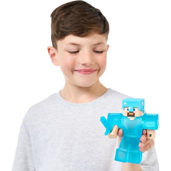 Stretchig figur - GOO JIT ZU - Minecraft Steve - 11 cm - Elastisk textur - Töjbar 3x
