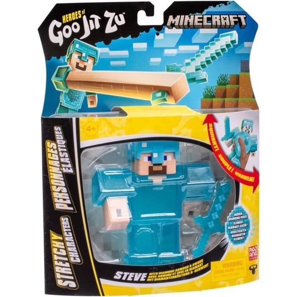 Stretchig figur - GOO JIT ZU - Minecraft Steve - 11 cm - Elastisk textur - Töjbar 3x