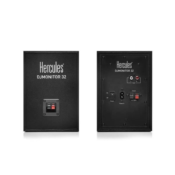 HERCULES DJMONITOR 32 - Aktiiviset monitorikaiuttimet - 2 x 15W RMS - 3 bassoelementtiä - Stereoefekti - Musta