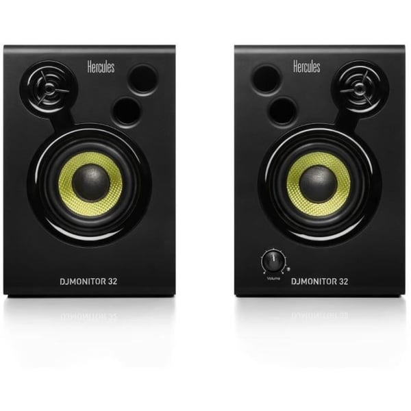 HERCULES DJMONITOR 32 - Aktiiviset monitorikaiuttimet - 2 x 15W RMS - 3 bassoelementtiä - Stereoefekti - Musta HERCULES DJMONITOR 32 - Aktiiviset monitorikaiuttimet - 2 x 15W RMS - 3 bassoelementtiä - Stereoefekti - Musta