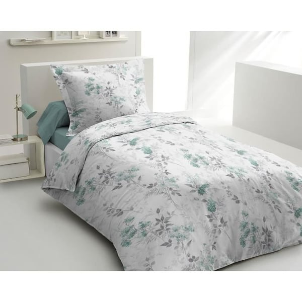 Dynebetrækssæt 140x200 cm HOME LINGE PASSION POMPADOUR: Dynebetræk + 1 pudebetræk - 100% bomuld 57 tråde - Grøn