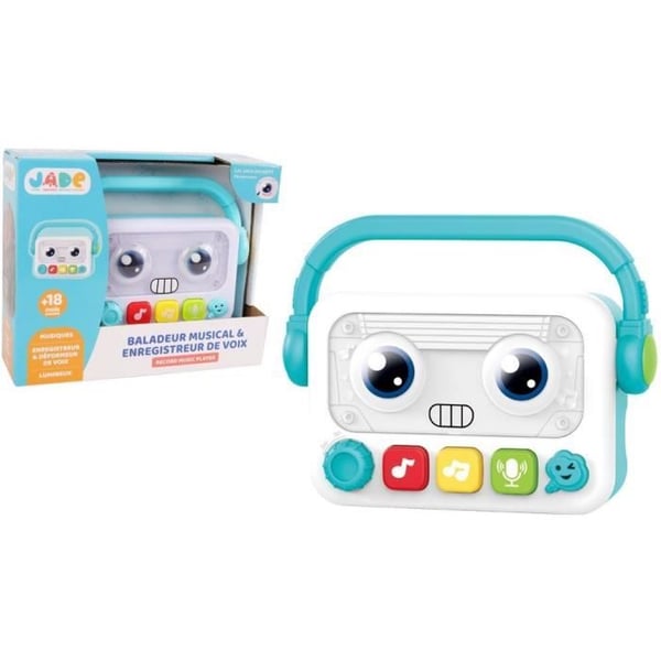 Musikalsk & Lysende Robot Walkman - JADE - 17 cm - Musik. Optagelse & Stemmedeformation - Fra 18 Måneder