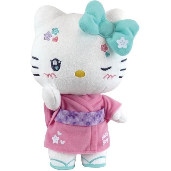 Hello Kitty Kimono Kawai Plys +- 22 cm - JEMINI - Kawaii version med lyserød kimono og klipklappere.