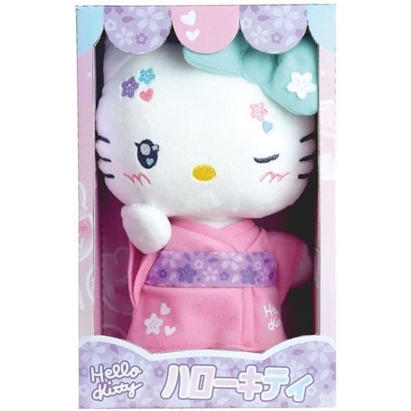 Hello Kitty Kimono Kawai Plys +- 22 cm - JEMINI - Kawaii version med lyserød kimono og klipklappere.