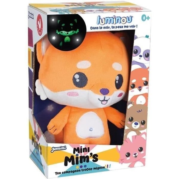 Naturligt lysende plyslegetøj - JEMINI - Luminou ræv mini mims - Virker uden batteri - +/- 15 cm