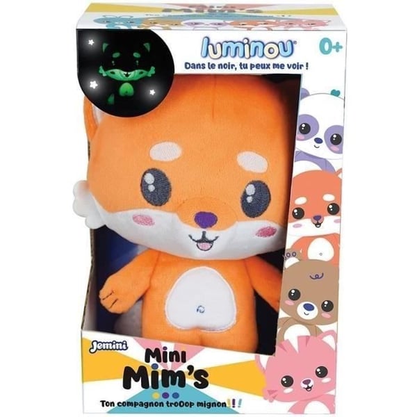 Naturligt lysende plyslegetøj - JEMINI - Luminou ræv mini mims - Virker uden batteri - +/- 15 cm