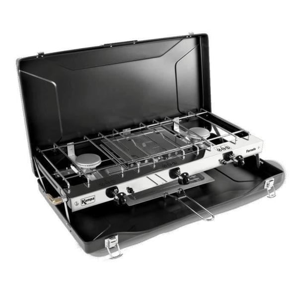 Gaskomfur - KAMPA - Fornello - 2 brændere og 1 grill - Sort