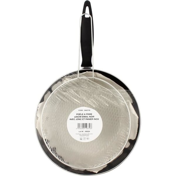 Stegepande - MENASTYL - 3645749 - Emaljeret stål - Sort - 26 cm - Velegnet til alle kogeplader inklusive induktion