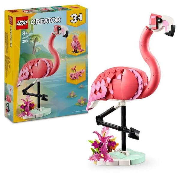 LEGO Creator 31170 3-i-1 Vilde dyr: Flamingo - Legetøj til piger i alderen 8 år