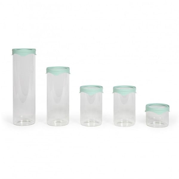 Sæt med 5 opbevaringskrukker - LIVOO - MEN399 - 450 ml - Borosciliatglas - Silikone og glaslåg