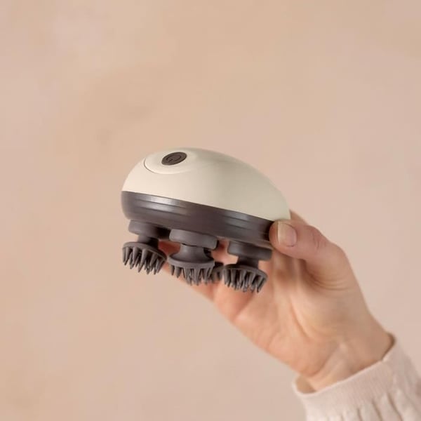 Huvud- och hårbottenmassageapparat - LIVOO - DOS202 - 2 timmar - 96 spikar - 4 huvuden - 3 lägen - IPX4 - Kräm / Mörkgrå