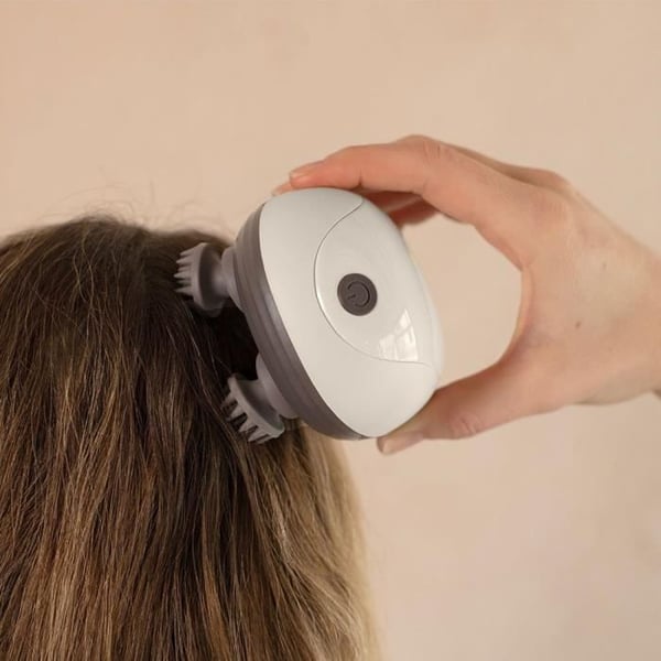 Huvud- och hårbottenmassageapparat - LIVOO - DOS202 - 2 timmar - 96 spikar - 4 huvuden - 3 lägen - IPX4 - Kräm / Mörkgrå
