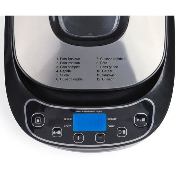 Leipäkone - LIVOO - DOP218 - 550W - 12 ohjelmaa - Irrotettava alumiinikulho - LCD-näyttö - 3 lisävarustetta mukana
