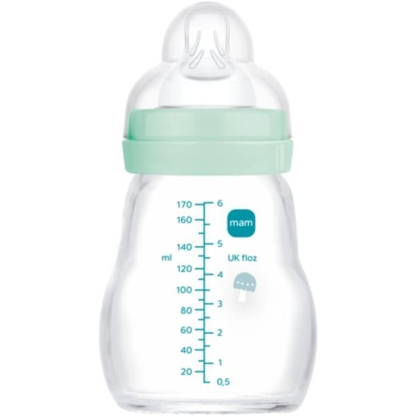 MAM Glasbabyflaske - 170 ml - Blå - Flowhastighed 1 sut