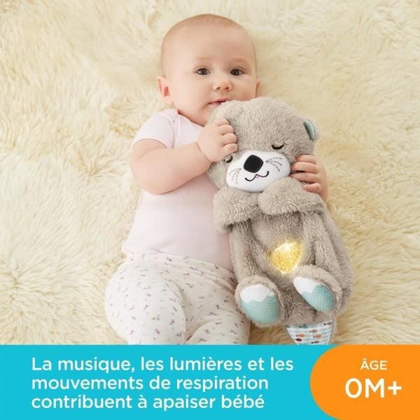 Fisher-Price - My Otter Cuddles Goodnight - Musikalisk och lysande nattlampa för baby - Utvecklingsleksak - Från födseln FXC66